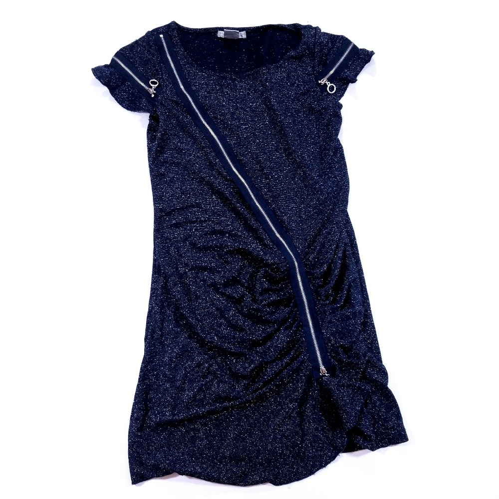 Alberto Makali Glitter and Zippers Mini Dress